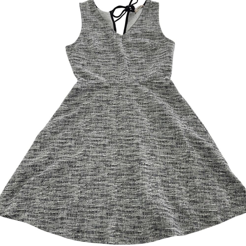 Gilli Dress Womens Small Gray Fit‎ & Flare Textured Knit Tie Back Sleeveless